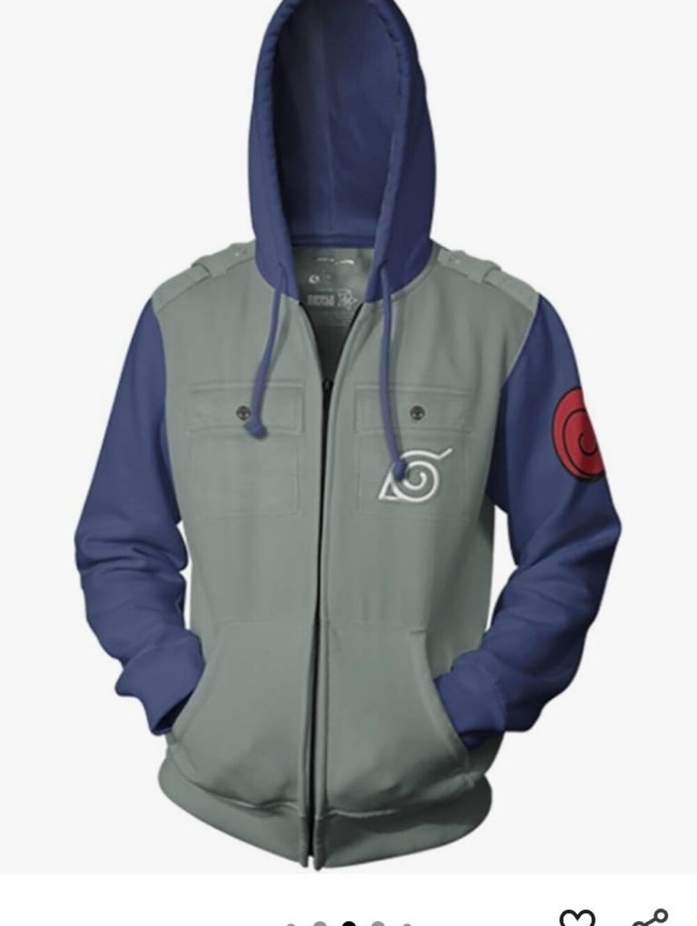Naruto Zip Up Hoodie Jacket Men Size MED